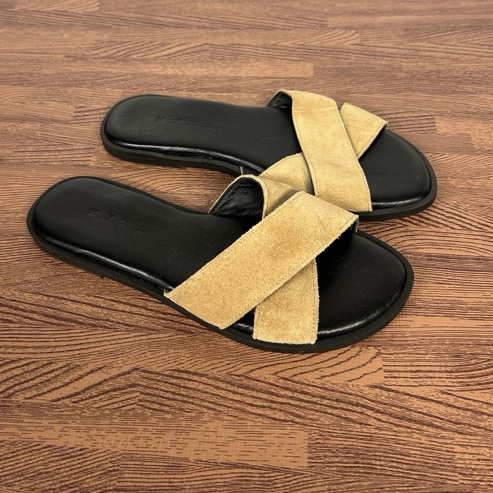 Kyma Chios Tan Suede Flat Sandals Women’s Size 36 US 6